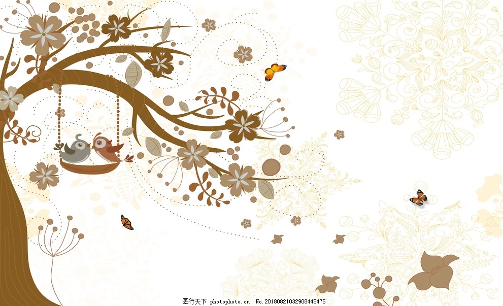 北欧简约时尚抽象花朵电视背景墙图片 背景素材 Psd分层 图行天下素材网