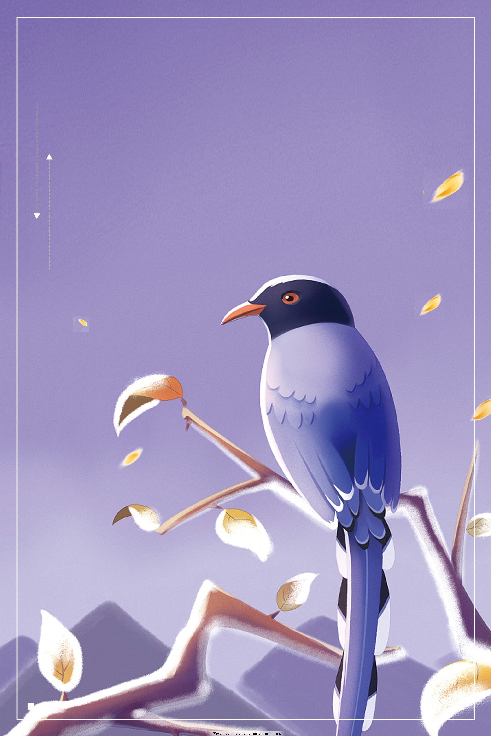 霜降节气树枝上的小鸟背景设计图片 广告背景 背景底纹 图行天下素材网